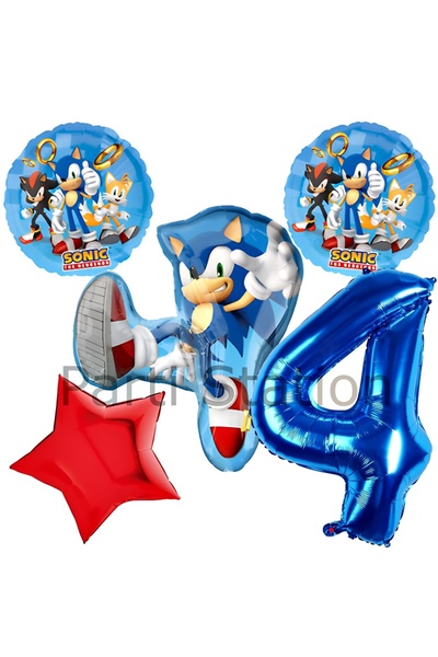 Parti Station مجموعة بالونات فوكس سونيك لعمر 4 سنوات، مجموعة بالونات عيد ميلا...