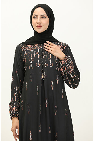 sefamerve Μαύρο φόρεμα ψηφιακής εκτύπωσης - 1113-01