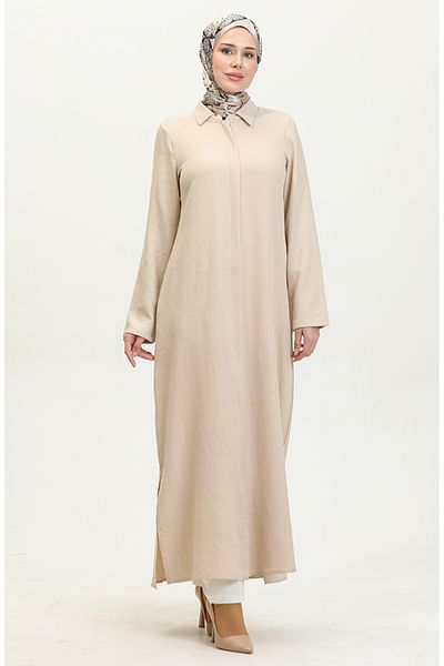 sefamerve Beige Hemdkragen Ferace - 24019-03