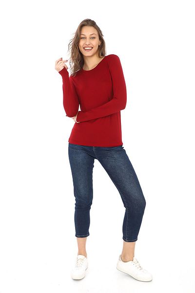 penyebizden Tricou elegant de damă din viscoză - arată subțire, roșu claret