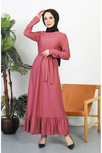 sefamerve Φόρεμα Dusty Rose Sashed - 0582-11