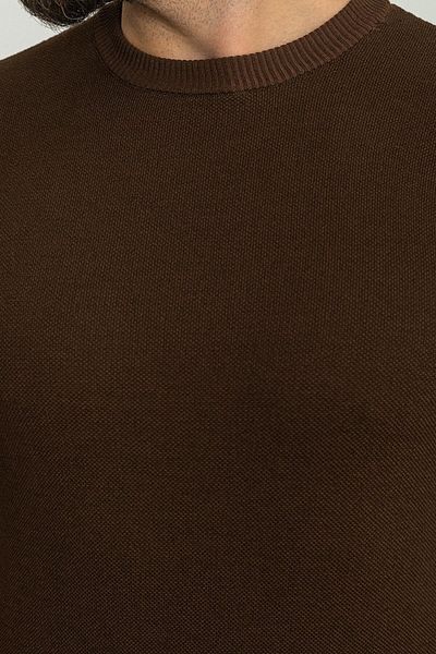 Mcr Plain Brown Slim Fit Crew Neck Men's Knitwear T-shirt