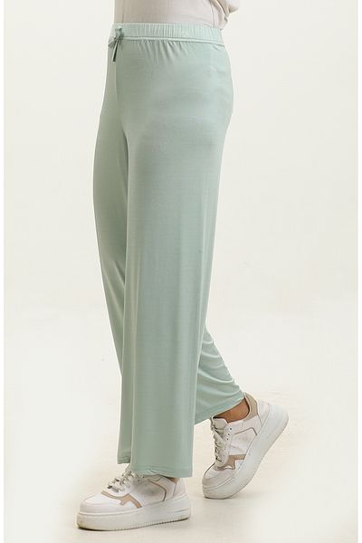 sefamerve Mint Green Flowy εποχιακό παντελόνι με ελαστική μέση - 8702-01