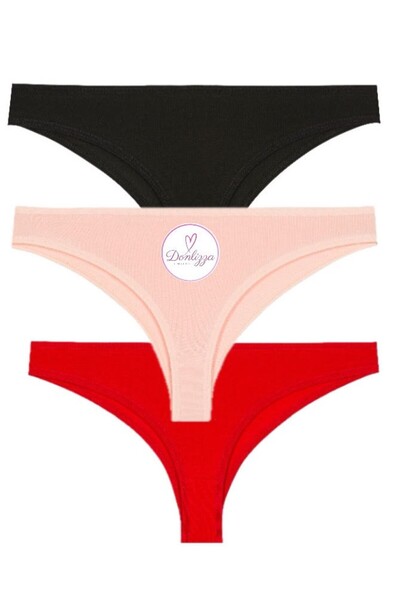 DONLİZZA Bikini Külot Siyah Yavru ağzı Kırmızı 3 Adet