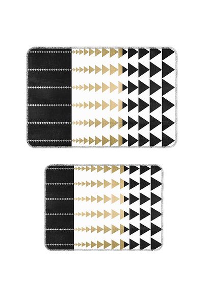 BigArts Home Modern Decorative Non-Slip Based Washable Bath Mat - Gold White 50X60-60X90 cm