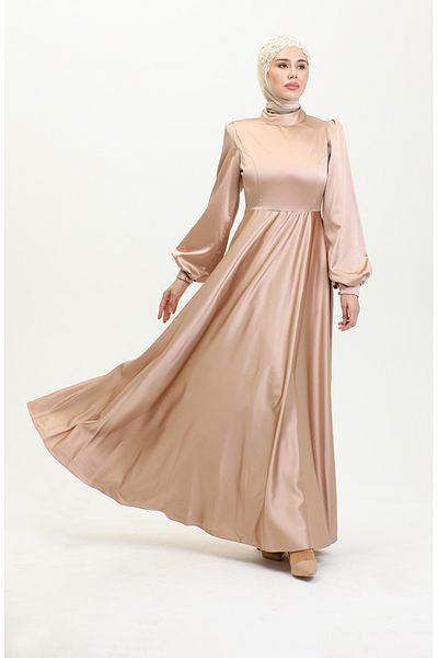 sefamerve Βραδινό φόρεμα Mink Satin Cup - 52895-01