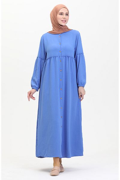 sefamerve Φόρεμα Indigo Judge με γιακά με κουμπιά - 0457-07