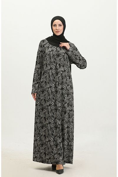 sefamerve Φόρεμα με πέτρινη λεπτομέρεια Viscose Plus Size - 4430C-02 Μαύρο
