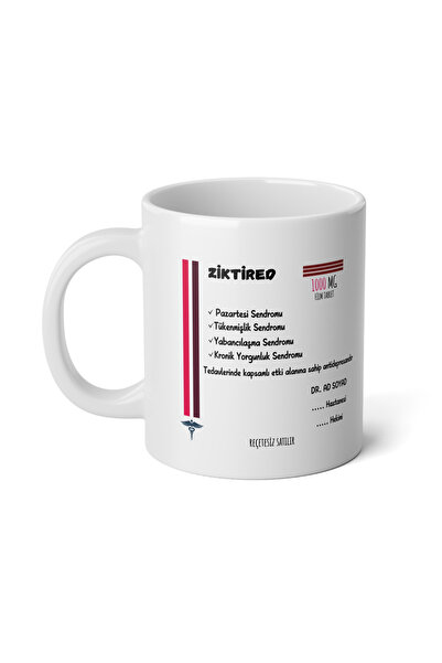 IVART Kişiye Özel Ziktired İlaç Tasarım Baskılı Premium Beyaz Porselen Kupa B...