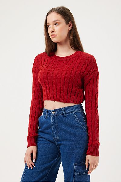 POODLE Pulover Crop tricotat pentru damă