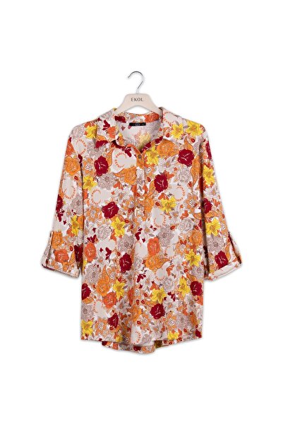 on Half Sleeve Patterned Blouse