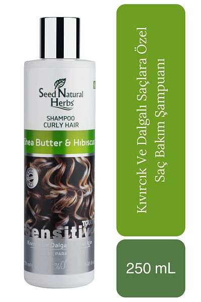 Seed Natural Herbs Shea Butter and Hibiscus Curly Wavy Hair Care Shampoo - Sulfate-Free 250 ml