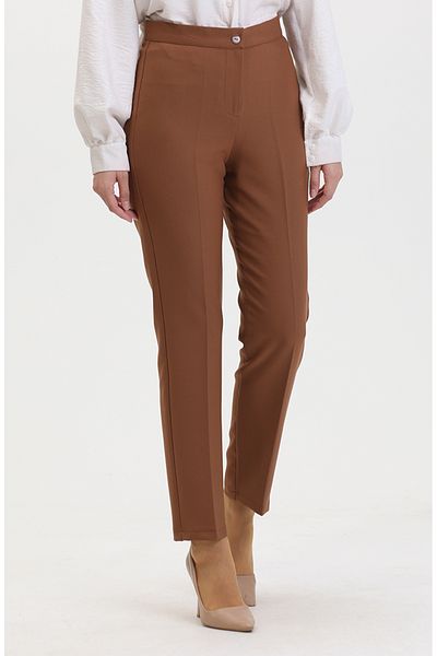 sefamerve Παντελόνι Tan Flat Leg 1153-02