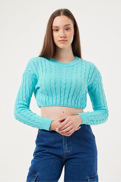 POODLE Γυναικείο πλεκτό Crop πουλόβερ