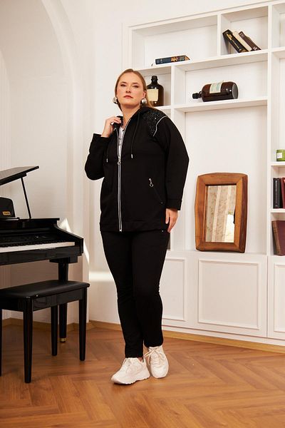 RMG Black Hooded Tracksuit Set - Large Size