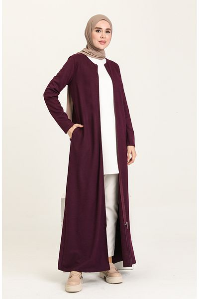 sefamerve Purple Felt Ferace - Cu fermoar, Model 3336A-01