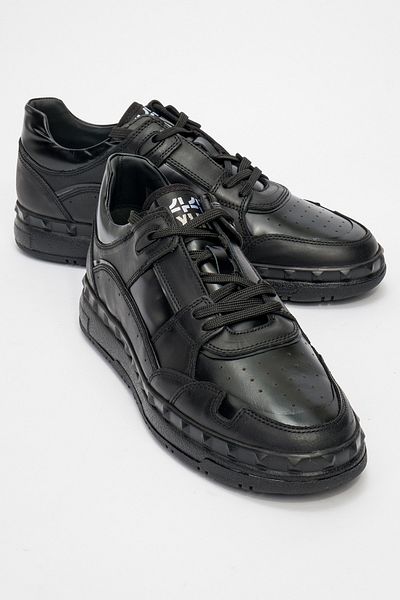MARCOMEN Men's Thick Sole Lace-Up Comfort Casual Shoes Real Leather Mc 20398 Black