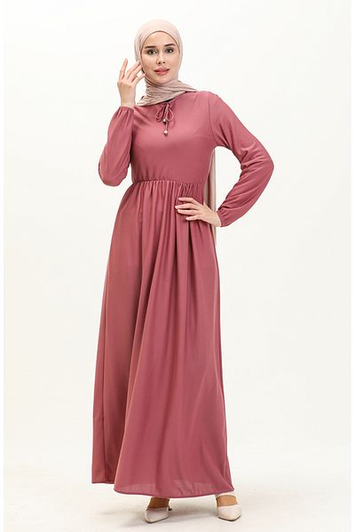 sefamerve Φόρεμα Dusty Rose Gathered Waist - 0575-10