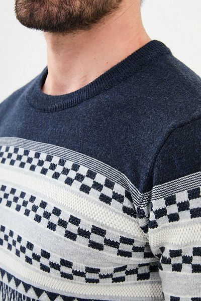 Mcr Patterned Slim Fit Crew Neck Men's Knitwear Sweater Gray - 11513.24K