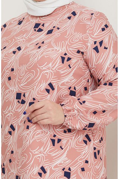 sefamerve Φόρεμα Plus Size με σχέδιο πούδρας - 0710-02
