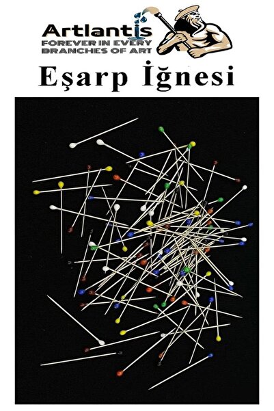 Artlantis Eşarp İğnesi Renkli 100 lü 1 Paket Türban İğnesi Başörtüsü Toplu İğne Şal Düğün Nikah Nişan Kına Sün