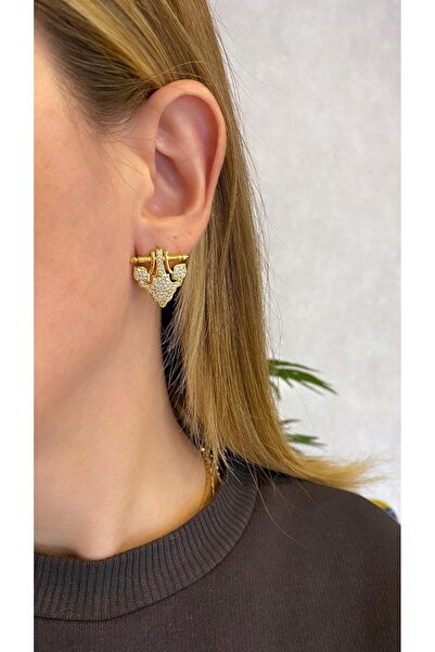 papatya aksesuar Serenay Zirkon Taşlı Çelik Kararmaz Şık Kadın Küpe