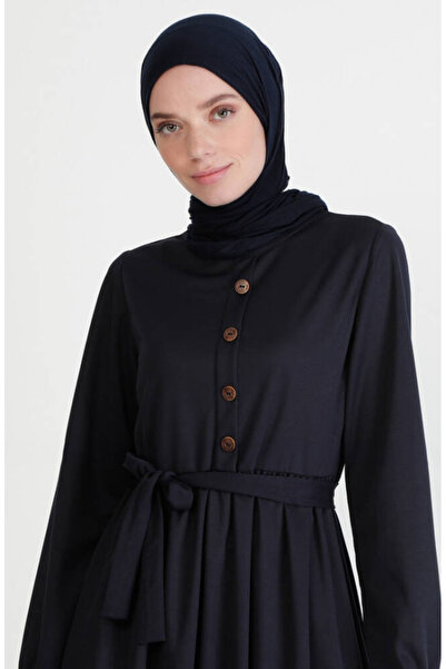 sefamerve Kuşaklı Elbise 7979-11 Lacivert