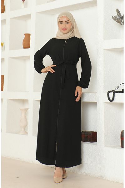 sefamerve Black Belted Wrap Ferace 1019-01