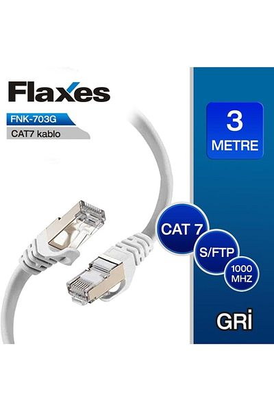 FLAXES FNK-703G 3MT CAT7 (PATCH) كابل الشبكة رمادي S/FTP 3 متر كابل CAT7