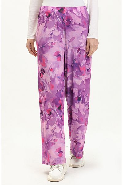 sefamerve Pantaloni largi cu model violet deschis - 8603-01