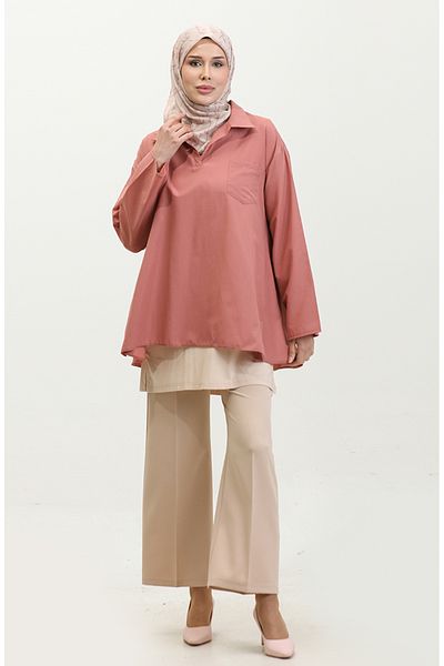 sefamerve 2007-02 Μοντέλο Dusty Rose Oversize Tunic