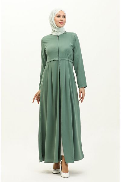 sefamerve Çağla Green Pleated Ferace - 4526-03