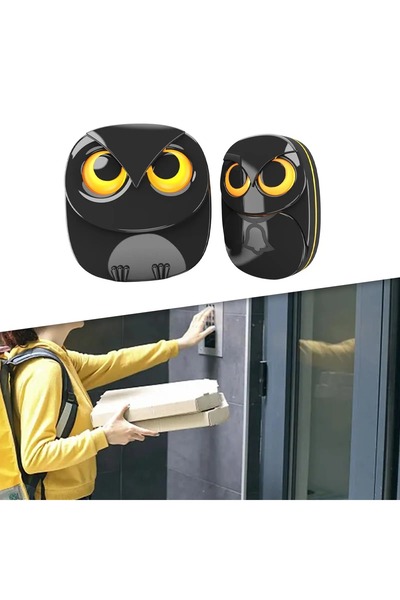 ShopFast Kablosuz Kapı Zili Yaratıcı Baykuş Şekilli Işıklı Uzun Mesafeli(300 ...