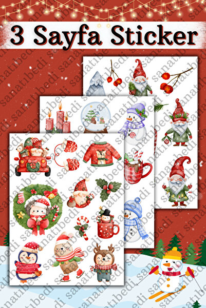 sanatıbedi Set de autocolante pitici de Anul Nou din 3 piese - Autocolant pen...