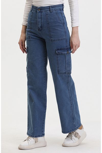 sefamerve 2828-03 Model Denim Blue Cargo Pocket Pantaloni