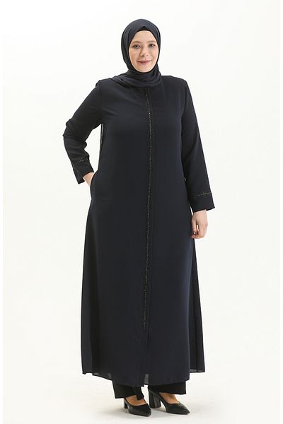 sefamerve Navy Blue Stone εμπριμέ μεγάλου μεγέθους Ferace 5054-05