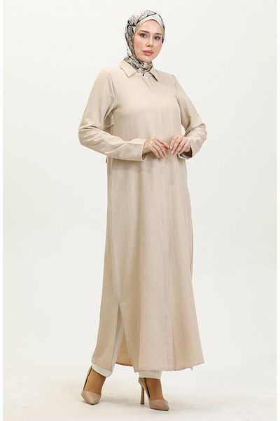 sefamerve Beige Hemdkragen Ferace - 24019-03