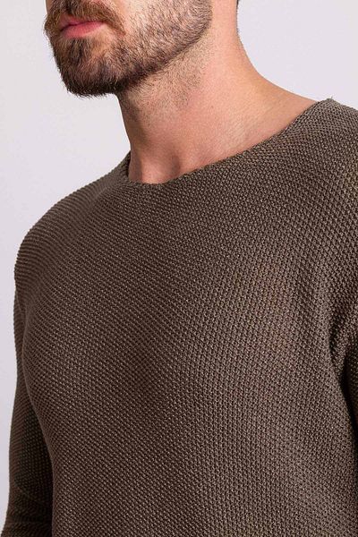 Mcr Lase Slim Fit Crew Neck Long Sleeve Men's Knitwear Khaki - 11155.18Y