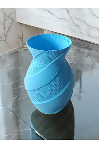 ALMİLA 3D ELEGANT TASARIM DEKORATİF VAZO MAVİ