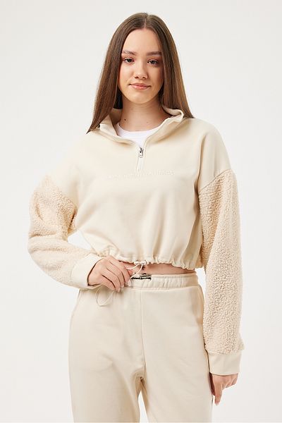 POODLE Hanorac crop cu fermoar pentru femei