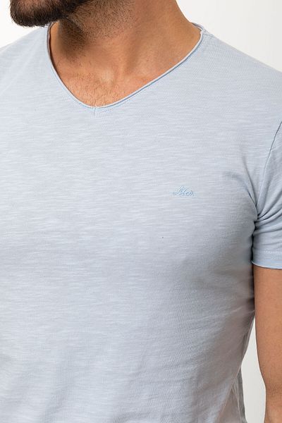 Mcr Patterned Slim Fit V-Neck Basic Men's T-Shirt Blue - 36360.17Y