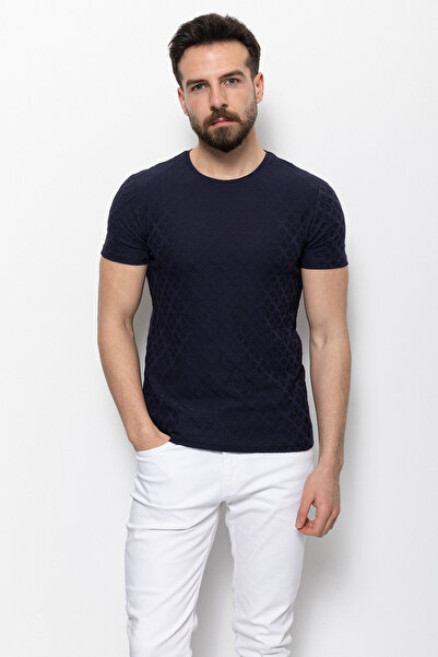 Mcr Ανδρικό μπλουζάκι με σχέδιο Slim Fit Crew Neck Navy Blue - 36696.22Y