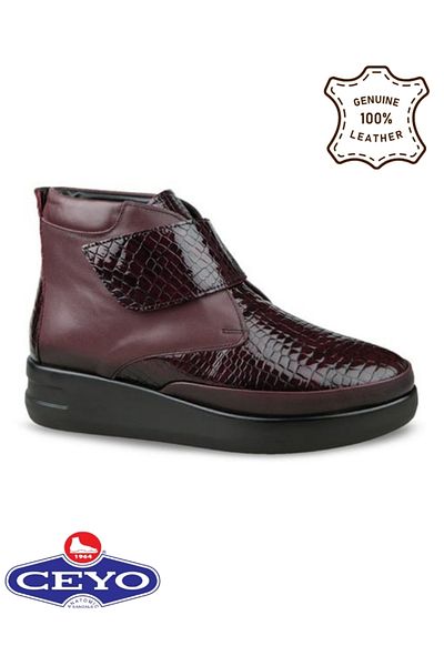 Ceyo Γυναικείες μπότες από γνήσιο δέρμα Full Orthopedic Velcro