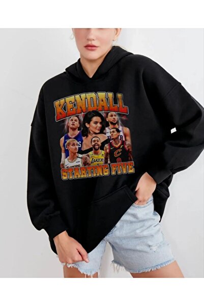 MAYDAY CULTURE Kendal Jenner سويت شيرت أسود - خفيف الوزن، فضفاض، ثلاثة خيوط ب...