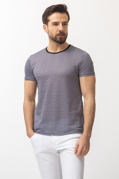 Mcr Patterned Slim Fit Crew Neck Men's T-Shirt Black - 36701.22Y