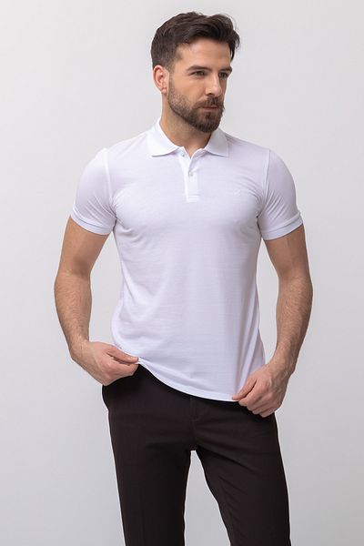 Mcr Plain Slim Fit Polo Neck Basic Men's T-Shirt White - 36645.21Y