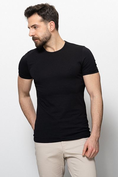 Mcr Plain Super Slim Fit Crew Neck Basic Men's T-Shirt Black - 36362.17Y