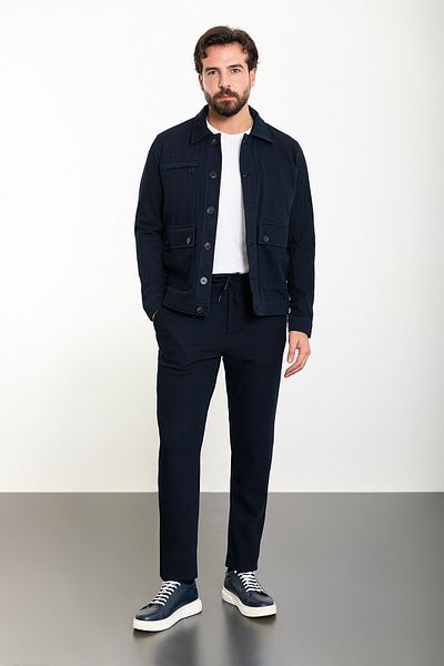 Mcr Striped Slim Fit Men's Coat Trousers Suit Navy Blue - 17150.24Y
