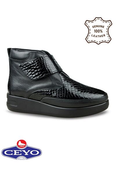 Ceyo Γυναικείες μπότες από γνήσιο δέρμα Full Orthopedic Velcro