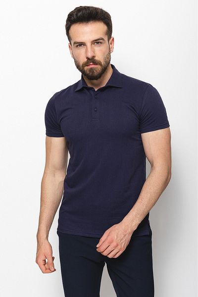 Mcr Patterned Slim Fit Polo Neck Men's T-Shirt Navy Blue - 36714.22Y